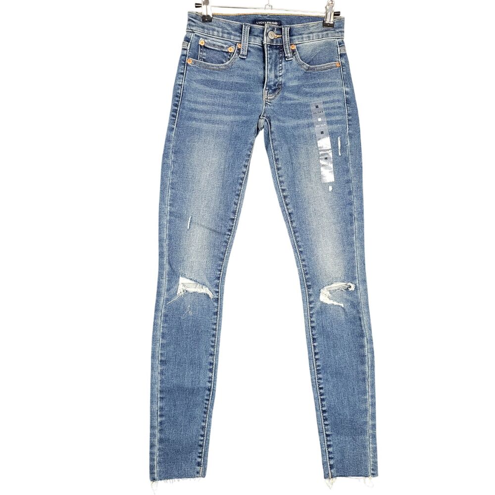 NWT LUCKY BRAND Ava Mid Rise Skinny Stretch Denim Blue Jeans SIZE 00 / 24